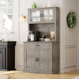 Kitchen Pantry Cabinet, 71 in Tall Kitchen Hutch Storage Cabinet with Microwave Stand