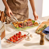 Glass Baking Dish with Lids Rectangular Glass Baking Pan Bakeware Set with Lids