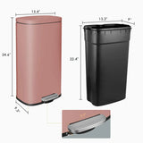 Trash Can, Stainless Steel Kitchen Garbage Can, Step Waste Bin with Hinged Lid