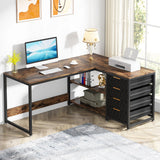 Tribesigns L Shaped Computer Desk with Storage Drawers, 59 inch Corner Desk