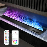 Water Fireplace Recessed with Multicolor Flame, Electric Fog Fire Feature