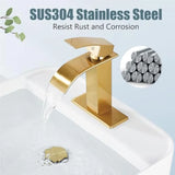 Bathroom Faucet Single Handle 1 Hole Deck Mount Lavatory Vanity RV Sink Mixer Basin Tap with Cover Plate and Pop Up