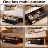 Under Bed Storage with Wheels 2-Pack, 66L Clear Lids for Clothes, Shoes