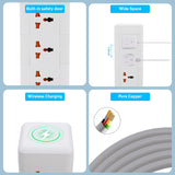Flat Plug Surge Protector Tower Extension Cord w/ 12 AC Outlets 3 USB Ports