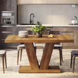 LITTLE TREE 47-Inch Dining Table for 4,Dinner Table with Heavy Duty Pedestal, Farmhouse Eating T