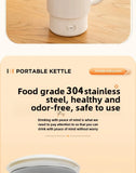 Travel Folding Kettle Outdoor Portable Small Folding Kettle 304 Stainless Steel Electric Kettle