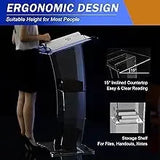 Bymaocar Transparent Acrylic Podium Portable Lectern for Church, Wedding