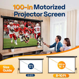 Motorized 16:9 100 Inch HD 4K Movie Screen with Remote for Home Theater