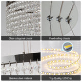 23.6-inch Crystal Chandelier, Dimmable Led Ceiling Lamp, Adjustable Color Temperature