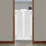 Solid Pine Wood and Aluminum Alloy Double-Door Partition Door, 180° Swinging Design, Country Style,