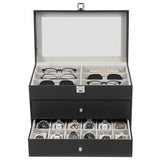 6/12/20/24/30Slots Large-capacity Watches and Glasses Display Box  Suitable for Hold Glasses Watches Jewelry Rings