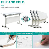 Durable Conference Tables with Lip Edge, Portable Rectangular Training Tables on Wheels