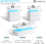 High Gloss 3 Pieces Living Room Table Set, Modern LED Coffee Table Sets