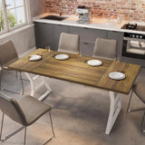 70.8 Inch Large Dining Table for 6-8, Industrial Wooden Kitchen Table with Sturdy Metal