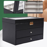 3Layers 25 Slot Watch Box Display Case Jewelry Sunglass Storage PU leather