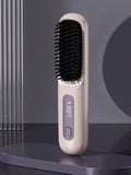 Women's Wireless Portable Hair Straightener, USB Rechargeable Negative Ion Hot Air Straightening Brush, Effectively Smooths Frizz, Makes Hair Shiny And Soft, Anti-Scald Design, 3 Temperature Settings,