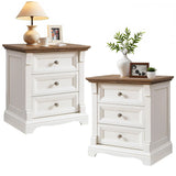 23.6" Wood Nightstand Set Roman Column 3 Drawers Side End Table Bedroom