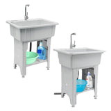 Freestanding Laundry Sink with Storage Shelf Multifunctional Utility Sink for Pet Bath