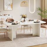 Tribesigns Modern White Dining Table for 4-6 People, 63" Large Rectangle Kitchen Table with Arch Design Legs,