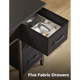 Computer Desk with Power Outlets & LED Light, 47 inch Home Office Desk with 5 Drawers,