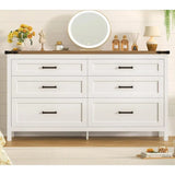 6 White Wood Dressers and Chests with Metal Handles for Bedroom or Closet Storage