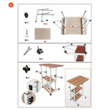 Height Adjustable Computer Desk with Rolling Wheels Swivel Wheel Home Desk