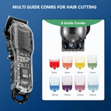 Cordless Hair Clippers for Men, Professional Barber Kit with LED Display, 8 Guide Combs,