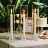 Hurricane Glass Candle Holders, Set of Candlestick Holders for Taper