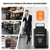 Home office paper shredder, heavy-duty metal body, black, 40-min non-stop runtime, P-4 cross