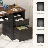 55 inch Computer Desk with Keyboard Tray and Power Outlet Modern Home Office Desk
