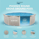 18-Foot x 52-Inch round above ground swimming pool with steel frame