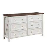 Farmhouse 6-Drawer Dresser, rustic wood storage cabinet for bedroom