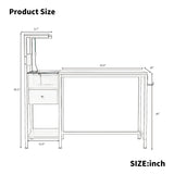 Computer Desk with Power Outlet & Storage Shelves, Study Writing Table