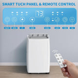 14000 BTU Portable AC, 4-in-1 with Remote & Panel Control for Large Rooms