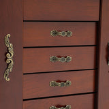 5 Tiers 4 Drawers Wooden Jewelry Storage Box with Mirror for Necklace