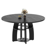 Farmhouse 47-Inch Round Kitchen Table for 4-6 People Adjustable Feet Wood Dining Table