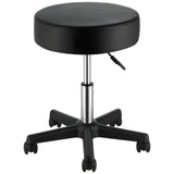 SucceBuy Rolling Round Stool 40cm Diameter w/ 5 Swivel Casters 360° Rotation Height Adjustable Round