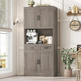 Modern Tall Kitchen Storage Cabinet with Microwave Stand and Buffet Sideboard