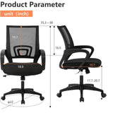 PayLessHere Black Mesh Office Chair Adjustable Lumbar Support Armrest
