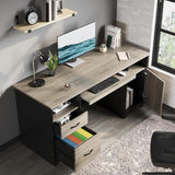 59” Industrial Wood Executive Desk with 2 Drawers And Storage Cabinet