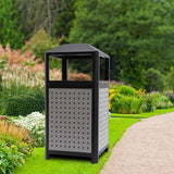 15 Gallon Commercial Outdoor Trash Can, Side Opening Outdoor Metal Waste Receptacle Industrial Waste Container