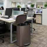 Stainless Steel Trash Can With Lid 13 Gallon Foot Pedal Soft Close Recycling Bin