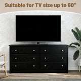 JHK 59IN Wood 6 Dresser Drawers Cabinet for Living Room Stable Structure