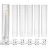 Set of 6 Tall Taper Candle Holder w/ 12" Tall Clear Cylinder Covers for Table