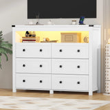 6 Drawer Dresser with Lights and Open Space for Bedroom, Closet