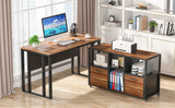 Tribesigns 2 Drawer Wood File Cabinets, Mobile Lateral Filing Cabinet for Letter A4 Size, Printer Stand with Shelves and Drawer