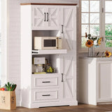 IRONCK Farmhouse Kitchen Pantry Cabinet, Kitchen Hutch with Microwave Stand