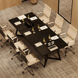 70.86" Modern Conference Table, Rectangular Meeting Desk with Metal Frame