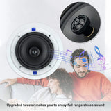 Herdio Passive Ceiling Speakers 6.5‘’ 320W 2-Way Round Flush Mount Speakers Perfect For Home Theate