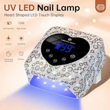 UV LED Nail Lamp 72W Rechargeable Sparkly Wireless Nail Dryer Gel Polish Light with 5 Timer Setting